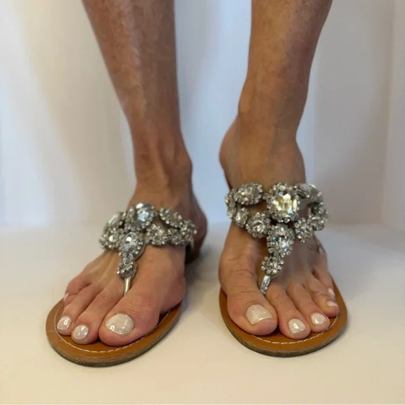 Flourish Silver Jeweled Sandals - Size 7.5 - Picture 3 of 14